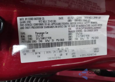 2017 Ford Focus Sel z USA, uszkodzony, nr VIN 1FADP3H29HL229667